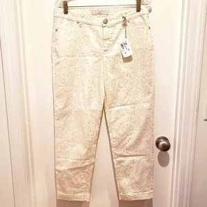 Dismero Snakeskin Gold White Made Italy Stretch Jeans Pants Womens 32